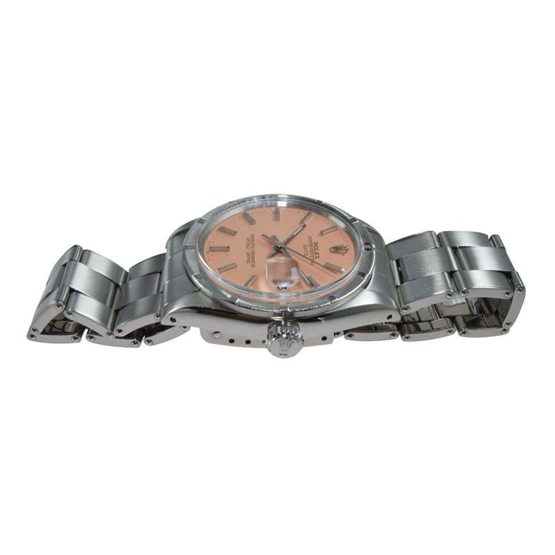 Rolex Oyster Perpetual Date en acier avec lunette indexée Classic, vers 1960 Excellent état - En vente à Long Beach, CA