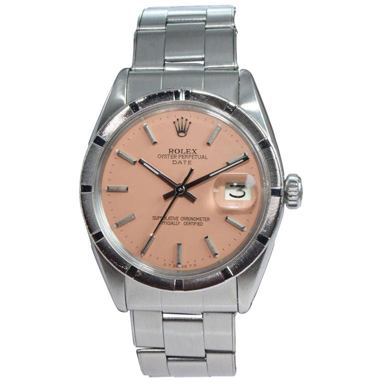 Rolex Steel Oyster Perpetual Date with Classic Indexed Bezel, circa 1960's For Sale