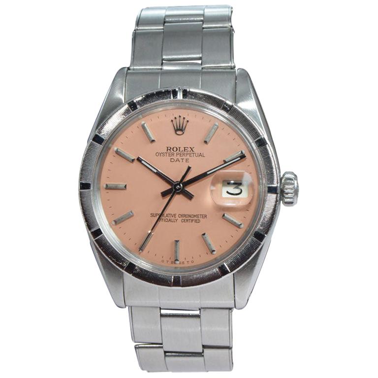 Rolex Oyster Perpetual Date en acier avec lunette indexée Classic, vers 1960 en vente