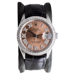Rolex Steel Oyster Perpetual Date with Custom Copper Dial, Diamond Bezel, 1960's