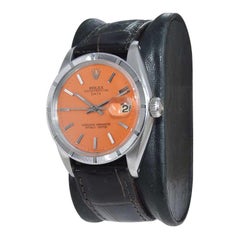 Rolex Steel Oyster Perpetual Date with Custom Finished Orange Dial, circa 1970's