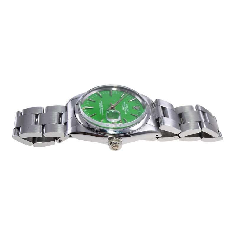 Rolex Steel Oyster Perpetual Date with Custom Green Dial  60's / 70's 2