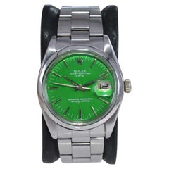 Vintage Rolex Steel Oyster Perpetual Date with Custom Green Dial  60's / 70's