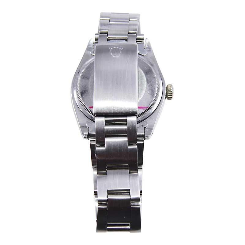 Rolex Steel Oyster Perpetual Date with Custom Green Dial circa 1970's For Sale 5