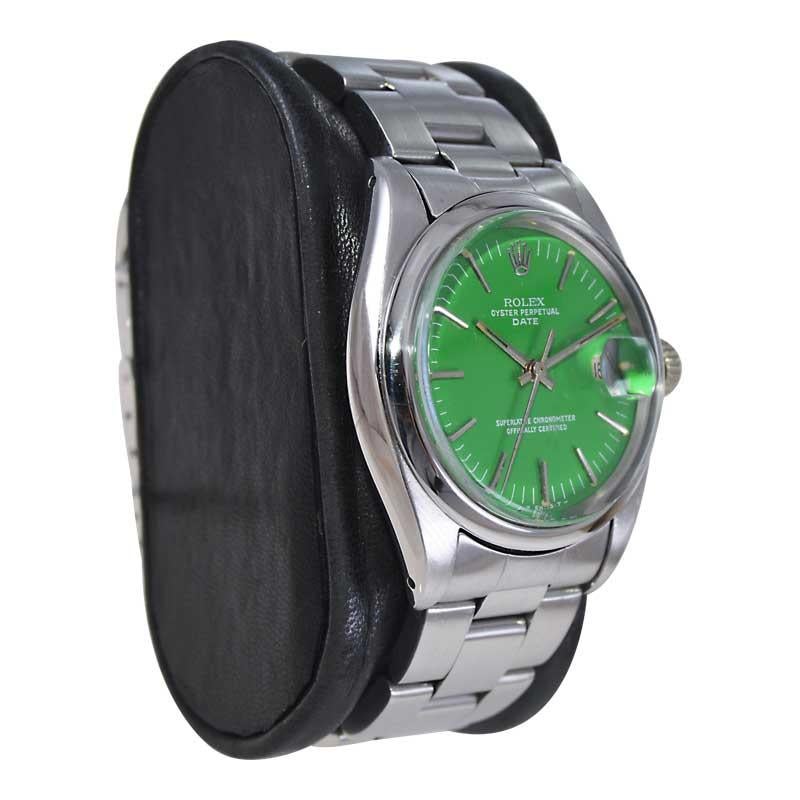 FACTORY / HOUSE: Rolex Watch Company
STYLE / REFERENCE: Oyster Perpetual Date / Reference 1505
METAL / MATERIAL: Stainless Steel
CIRCA / YEAR: 1970's
DIMENSIONS / SIZE: Length 42mm X Diameter 35mm
MOVEMENT / CALIBER: Perpetual Winding / 26 Jewels /
