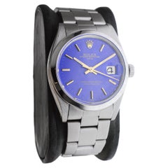 Rolex Steel Oyster Perpetual Date mit CUSTOM MADE Deep Blue Dial circa 1960's