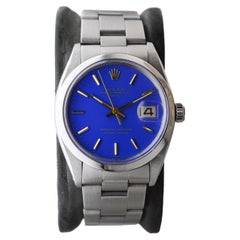 Rolex Steel Oyster Perpetual Date With Custom Made Deep Blue Dial circa 1960's