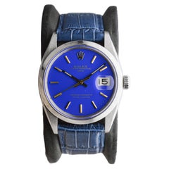 Rolex Steel Oyster Perpetual Date With Custom Made Deep Blue Dial circa 1960's