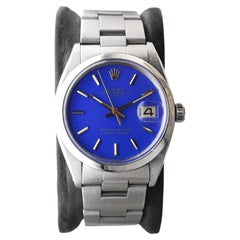 Rolex Steel Oyster Perpetual Date With Custom Made Deep Blue Dial circa 1960's