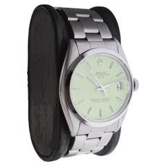 Rolex Steel Oyster Perpetual Date With Custom Made Light Green Dial circa 1970's