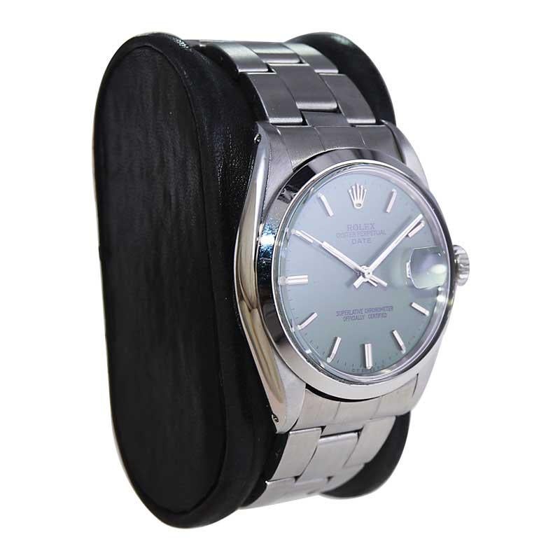 FACTORY / HOUSE: Rolex Watch Company
STYLE / REFERENCE: Oyster Perpetual Date / Reference 1500
METAL / MATERIAL: Stainless Steel
CIRCA / YEAR: 1960's
DIMENSIONS / SIZE: Length 43mm X Diameter 35mm
MOVEMENT / CALIBER: Perpetual Winding / 26 Jewels /