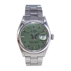 Rolex Steel Oyster Perpetual Date with Custom Made Sage Green Dial 1970's