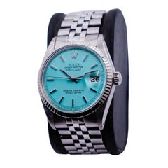 Rolex Steel Oyster Perpetual Date with Custom Made Tiffany Blue Dial, 1970s
