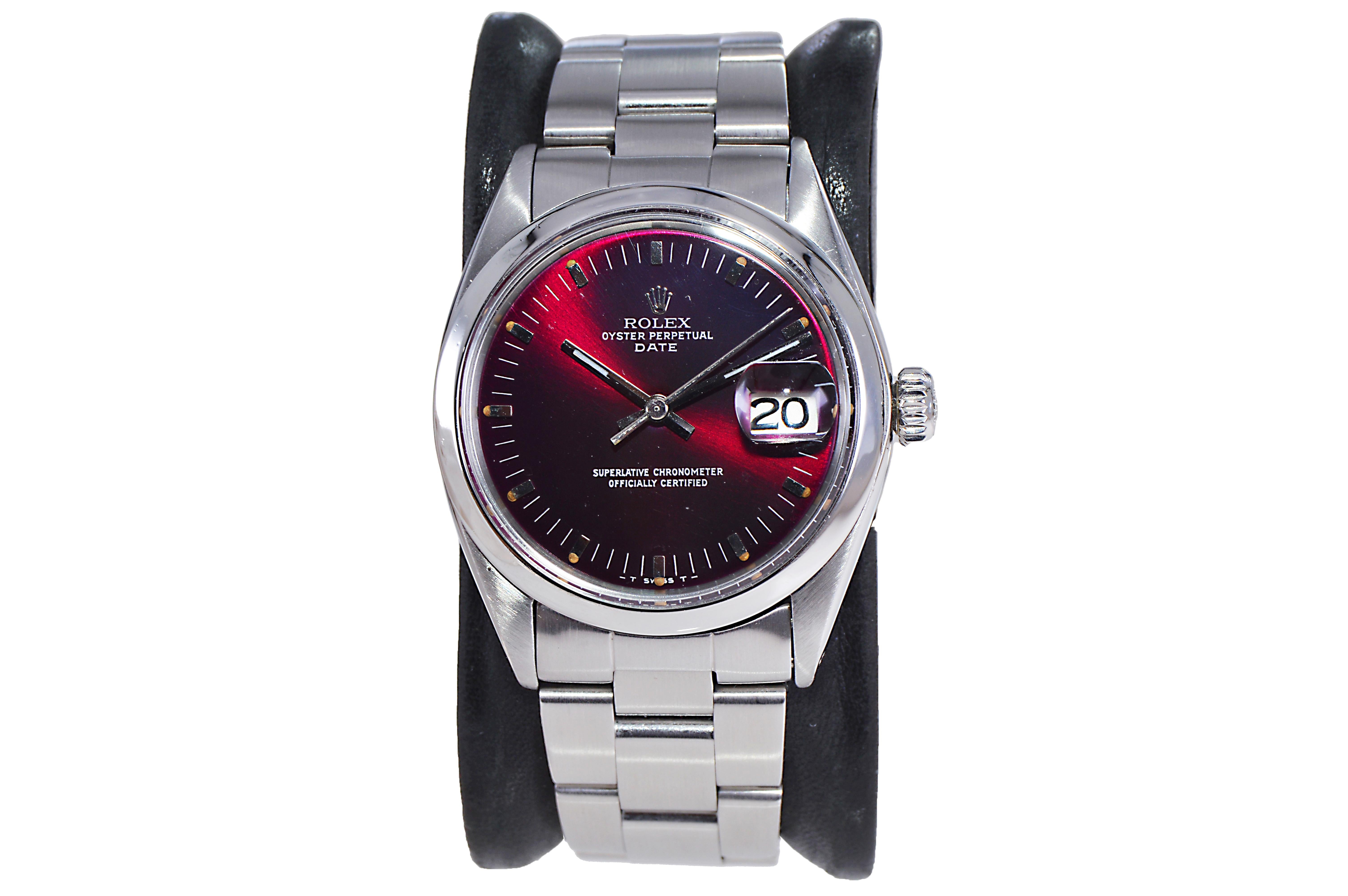 da uomo o donna Rolex Oyster Perpetual Date in acciaio con quadrante personalizzato marrone anni '60/'70 in vendita