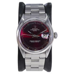 Rolex Steel Oyster Perpetual Date with Custom Maroon Dial 1960's / 70's