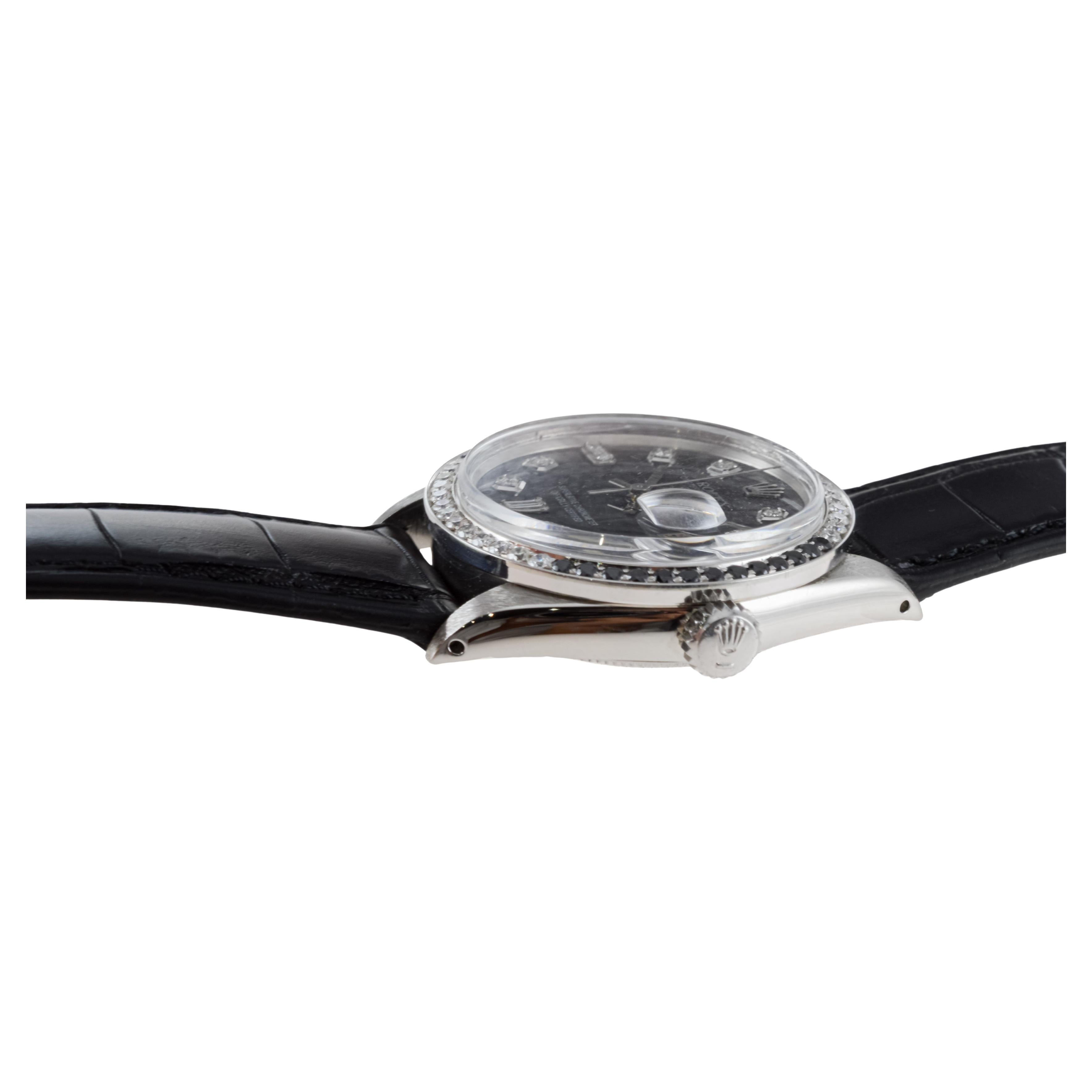 Rolex Steel Oyster Perpetual Date With Custom Mother of Pearl Dial and Bezel For Sale 6