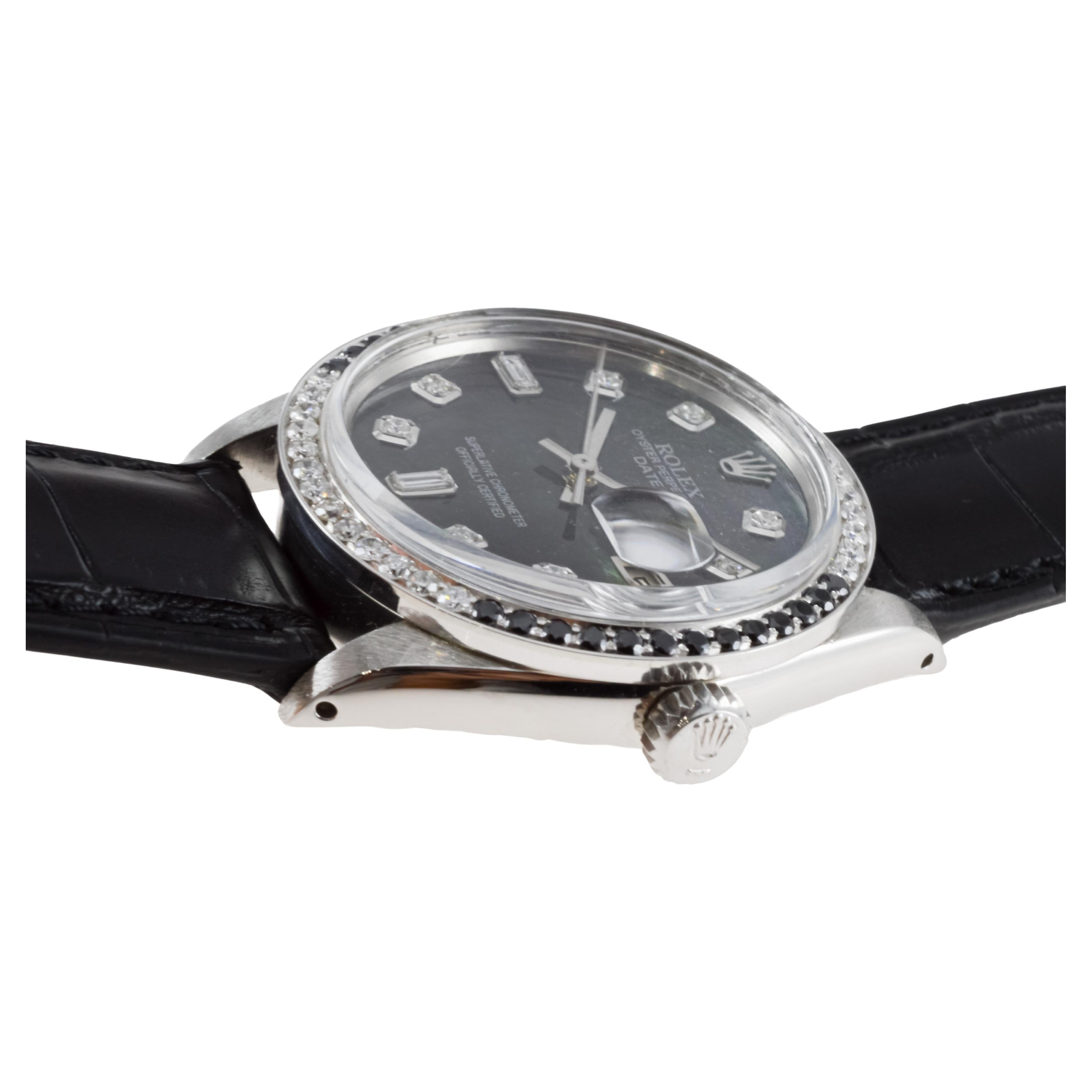 Rolex Steel Oyster Perpetual Date With Custom Mother of Pearl Dial and Bezel For Sale 7