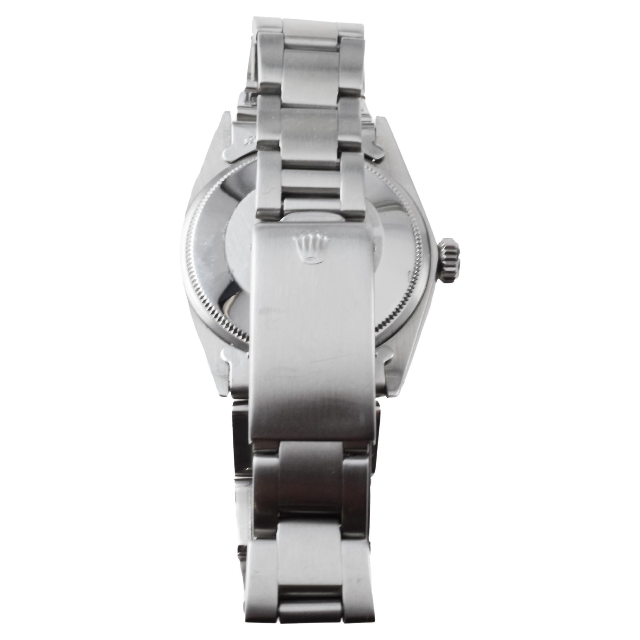Rolex Steel Oyster Perpetual Date With Custom Mother of Pearl Dial and Bezel For Sale 7