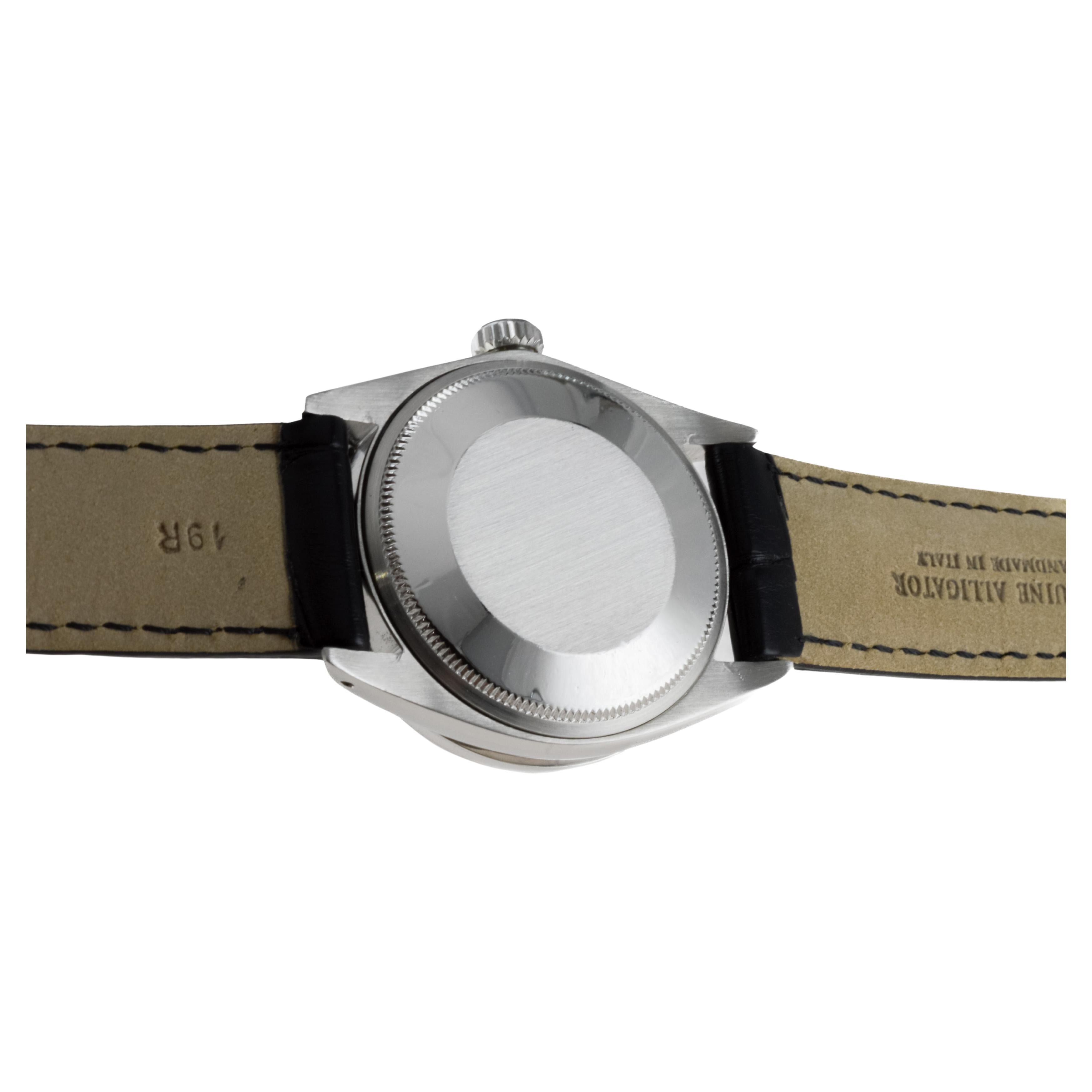 Rolex Steel Oyster Perpetual Date With Custom Mother of Pearl Dial and Bezel For Sale 8