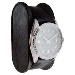 Rolex Steel Oyster Perpetual Date With Custom Mother of Pearl Dial and Bezel