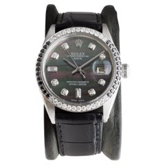 Rolex Steel Oyster Perpetual Date With Custom Mother of Pearl Dial and Bezel