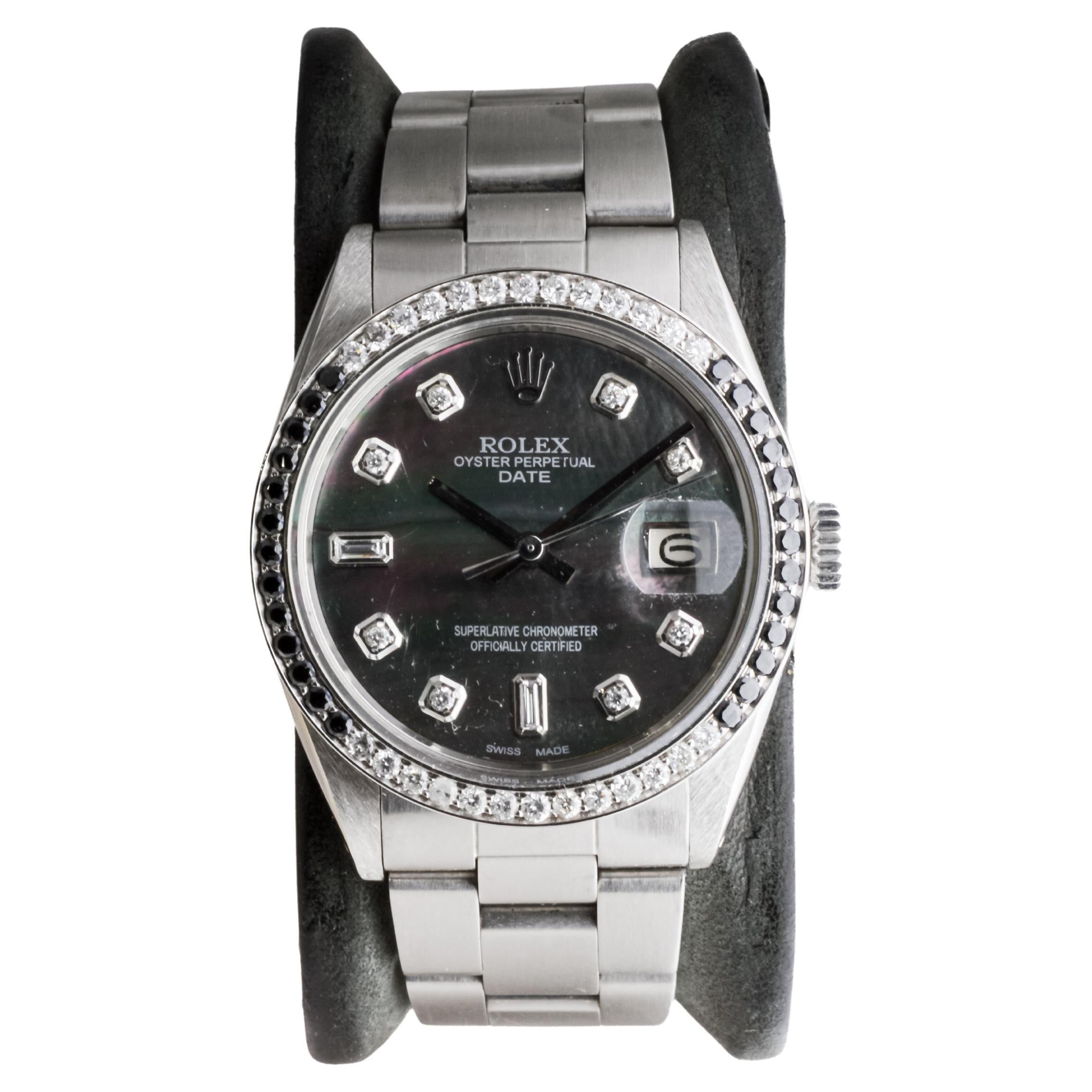 Rolex Oyster Perpetual Date avec cadran et lunette personnalisés en nacre