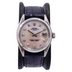 Rolex Steel Oyster Perpetual Date with Custom Mother of Pearl Diamond Dial 1970s