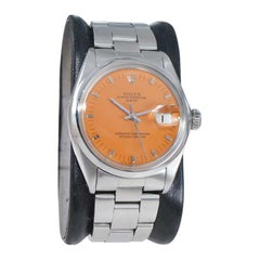 Rolex Steel Oyster Perpetual Date with Custom Orange Dial 1960s