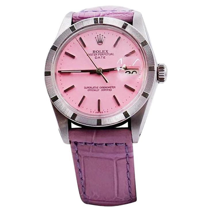 Rolex Steel Oyster Perpetual Date with Custom Pink Dial from 1960''s For Sale