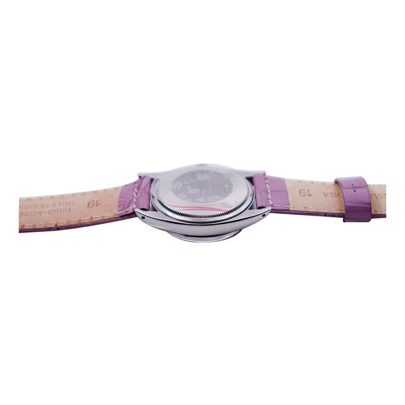 Rolex Steel Oyster Perpetual Date with Custom Purple Dial, 1970's For Sale 2