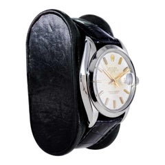 Rolex Stahl Oyster Perpetual Date mit außergewöhnlichem patiniertem Zifferblatt 1970er Jahre