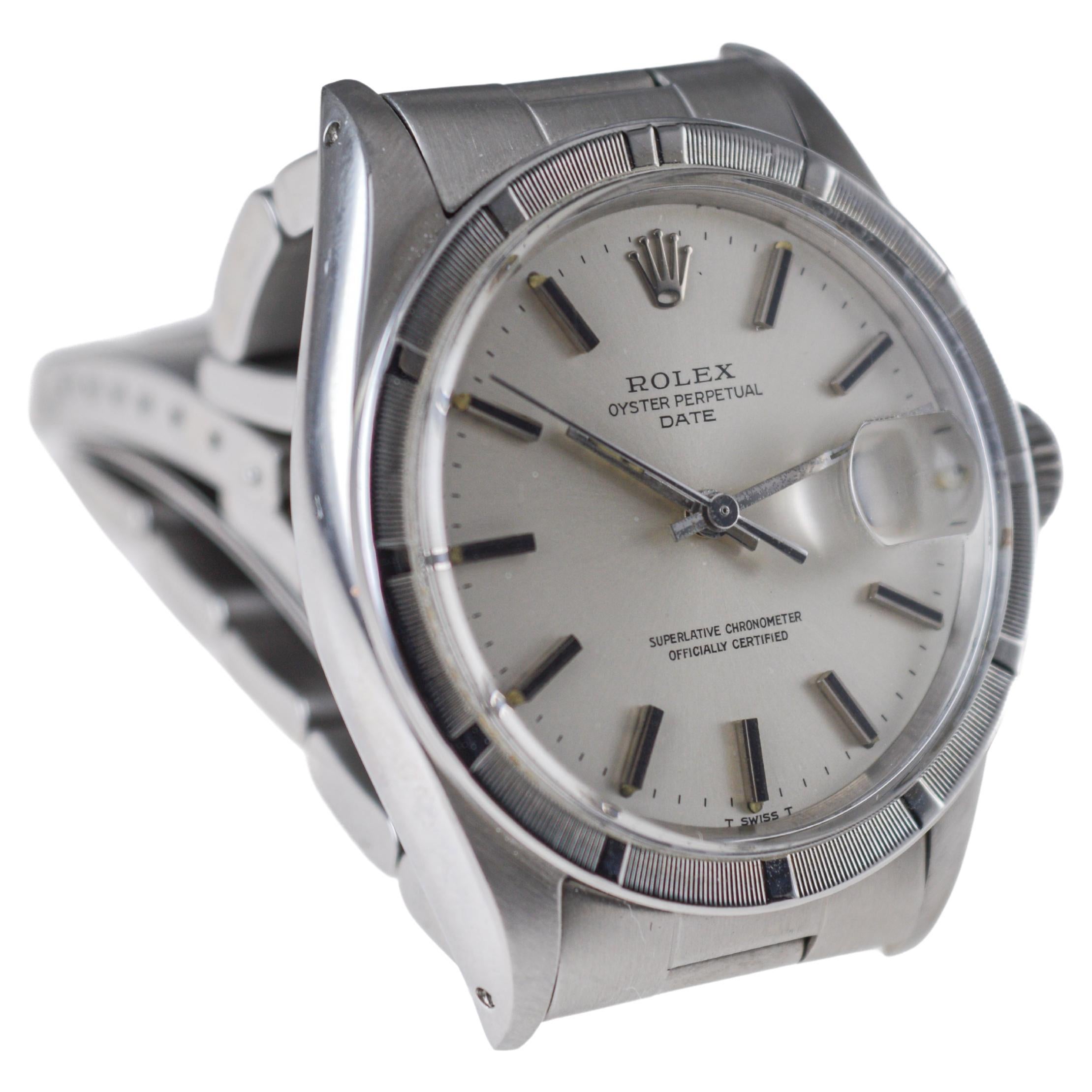Rolex Steel Oyster Perpetual Date avec cadran d'origine, circa 1970's Unisexe en vente