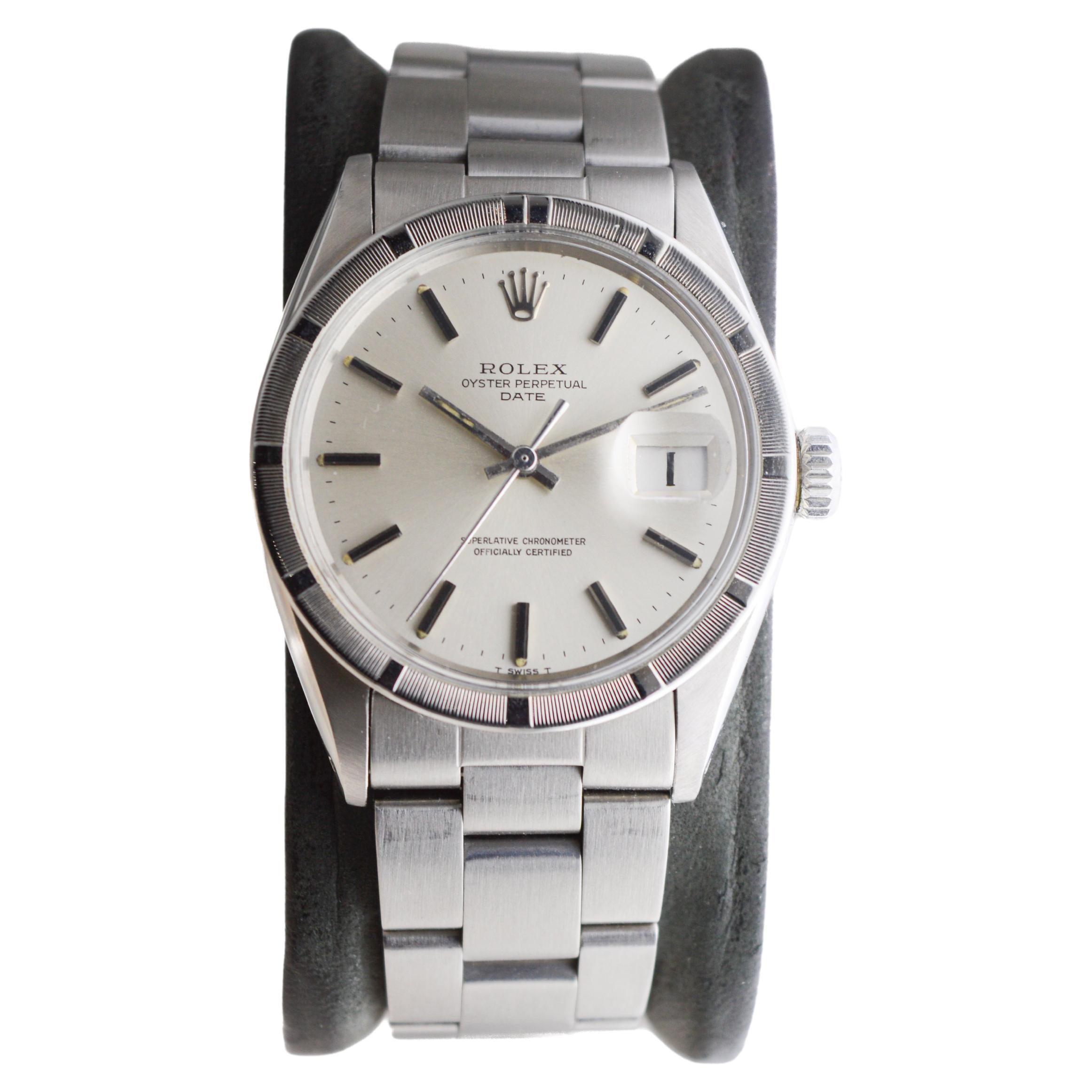 Rolex Steel Oyster Perpetual Date avec cadran d'origine, circa 1970's
