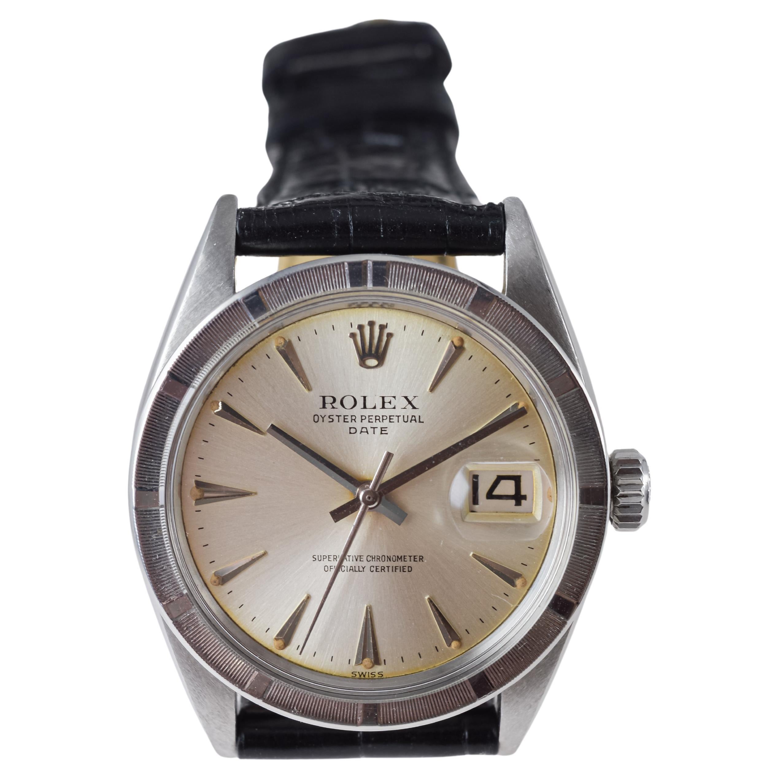 Rolex Oyster Perpetual Date de acero con esfera original de fábrica de 1960 6