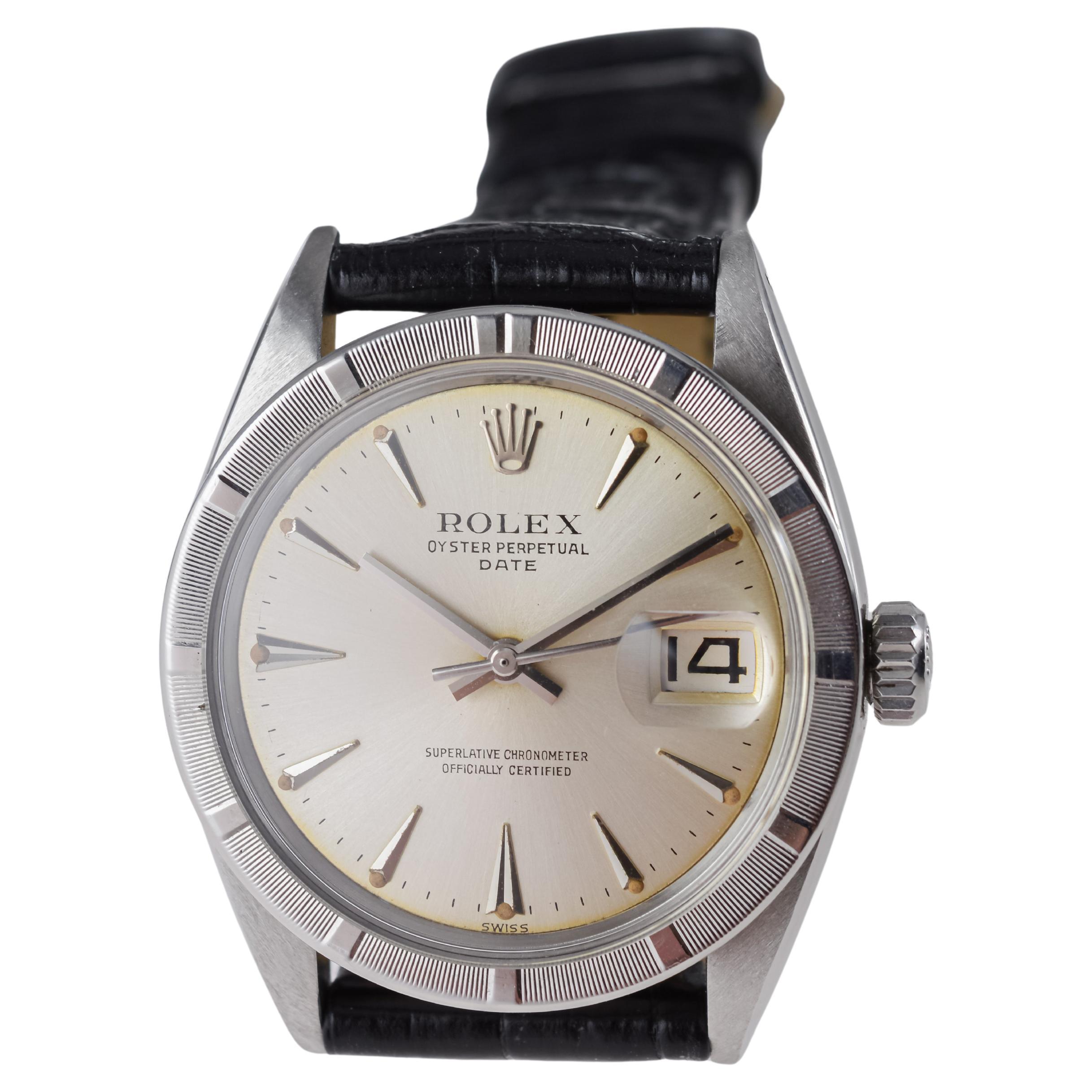Rolex Oyster Perpetual Date de acero con esfera original de fábrica de 1960 7