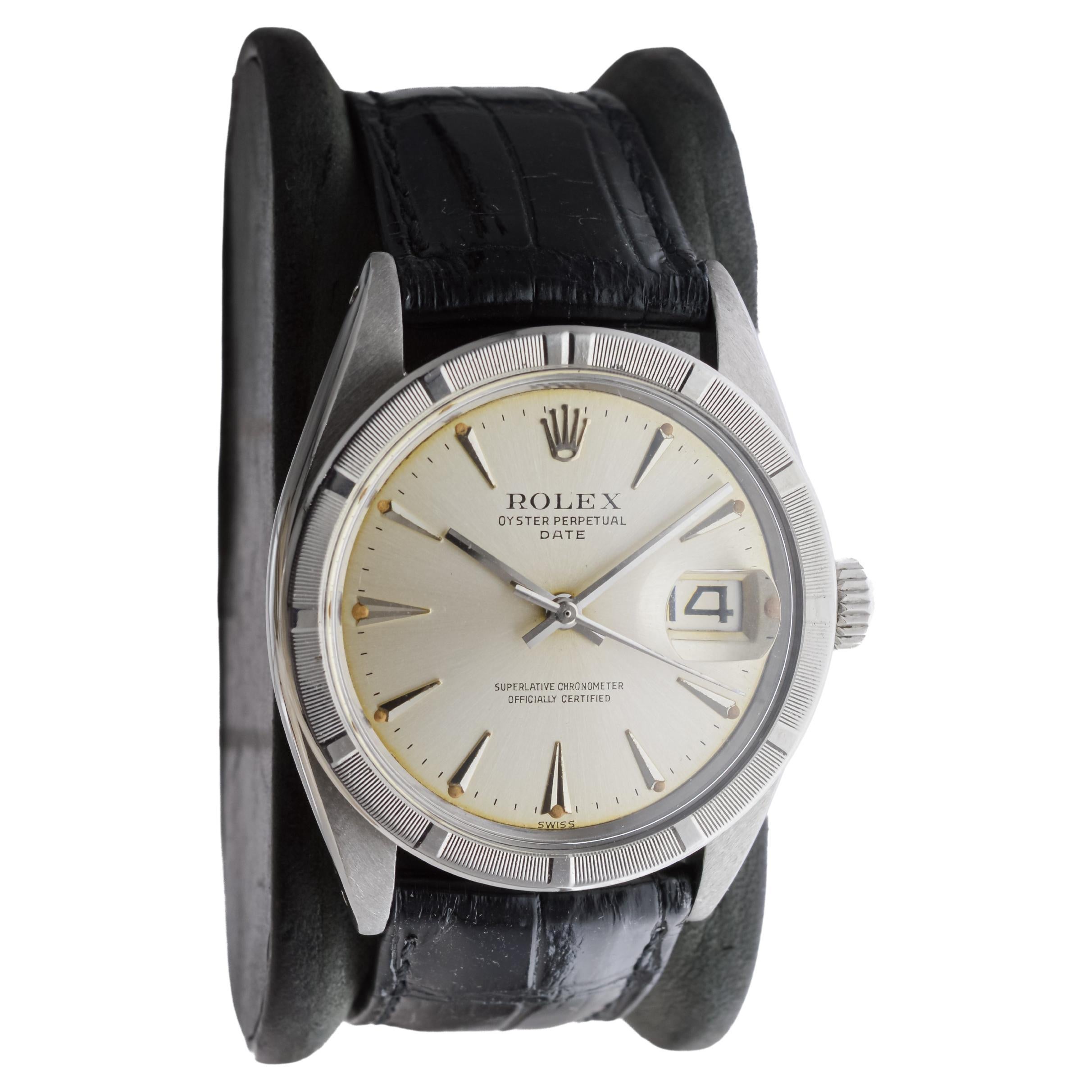 Rolex Oyster Perpetual Date de acero con esfera original de fábrica de 1960 Moderno