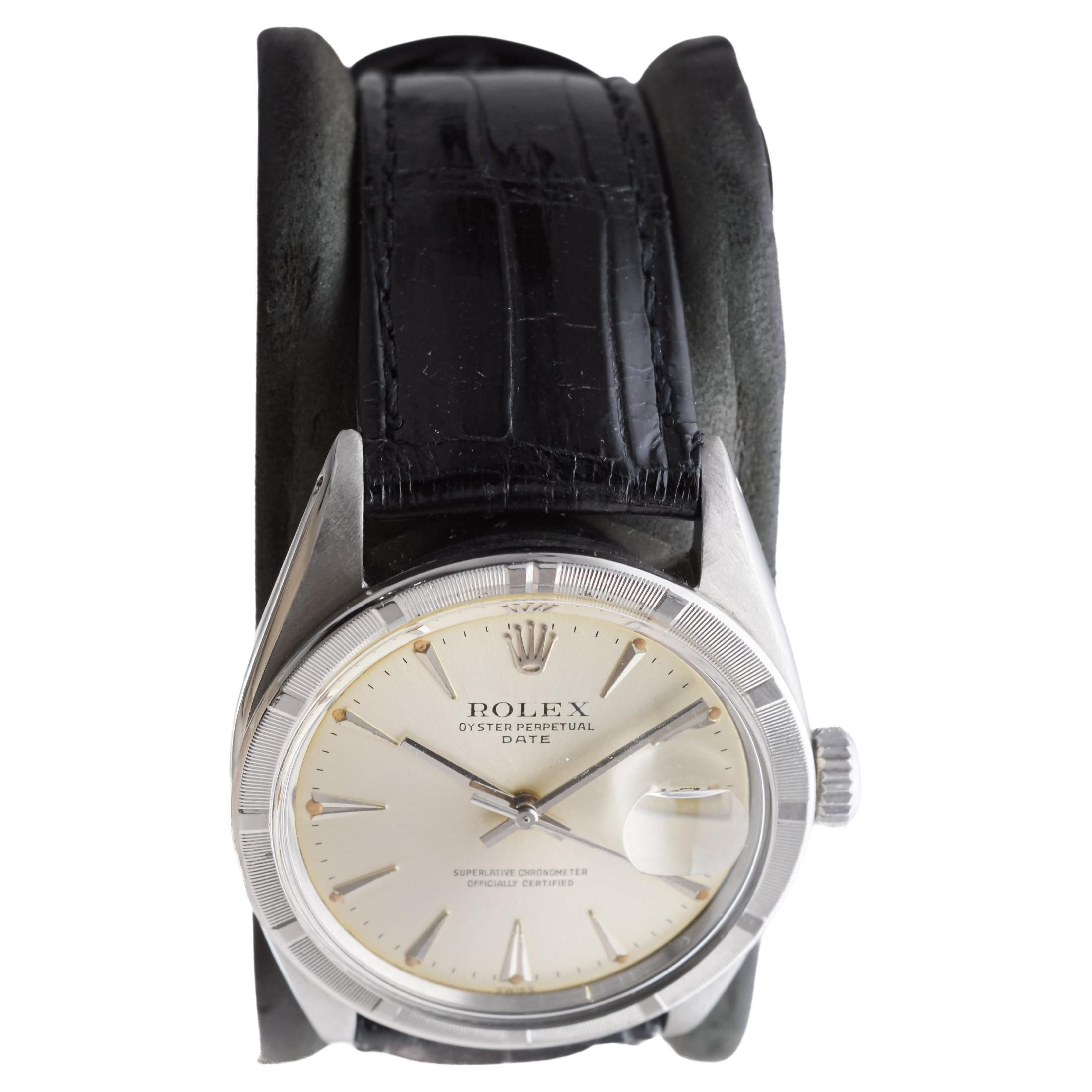 Rolex Oyster Perpetual Date de acero con esfera original de fábrica de 1960 en Excelente Estado en Long Beach, CA
