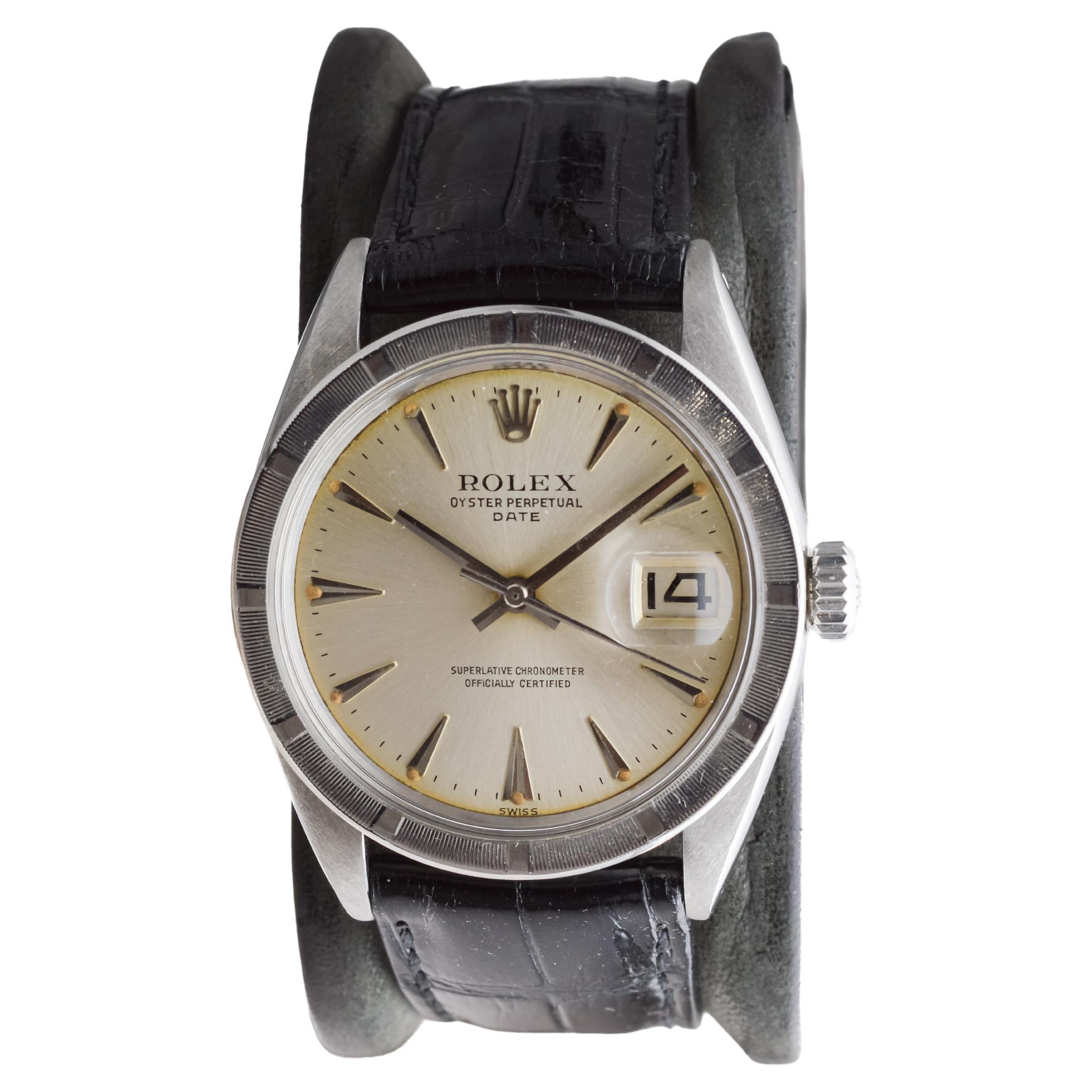 Rolex Oyster Perpetual Date de acero con esfera original de fábrica de 1960 1