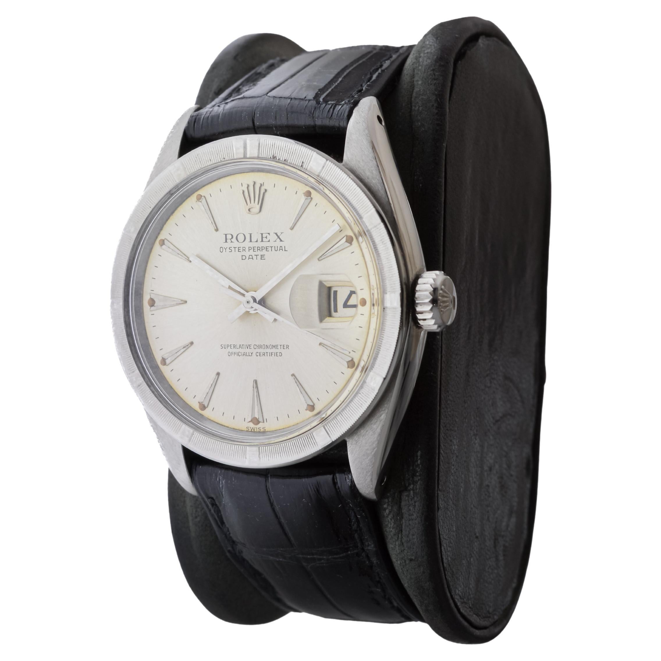 Rolex Oyster Perpetual Date de acero con esfera original de fábrica de 1960 2