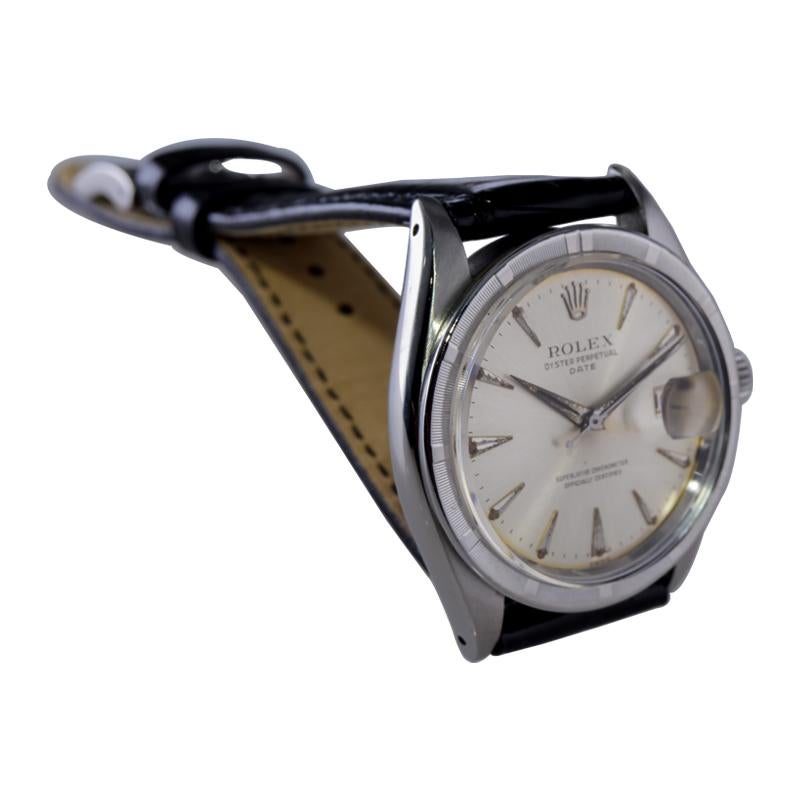 Rolex Steel Oyster Perpetual Date With Factory Original Silver Dial 1960's 2