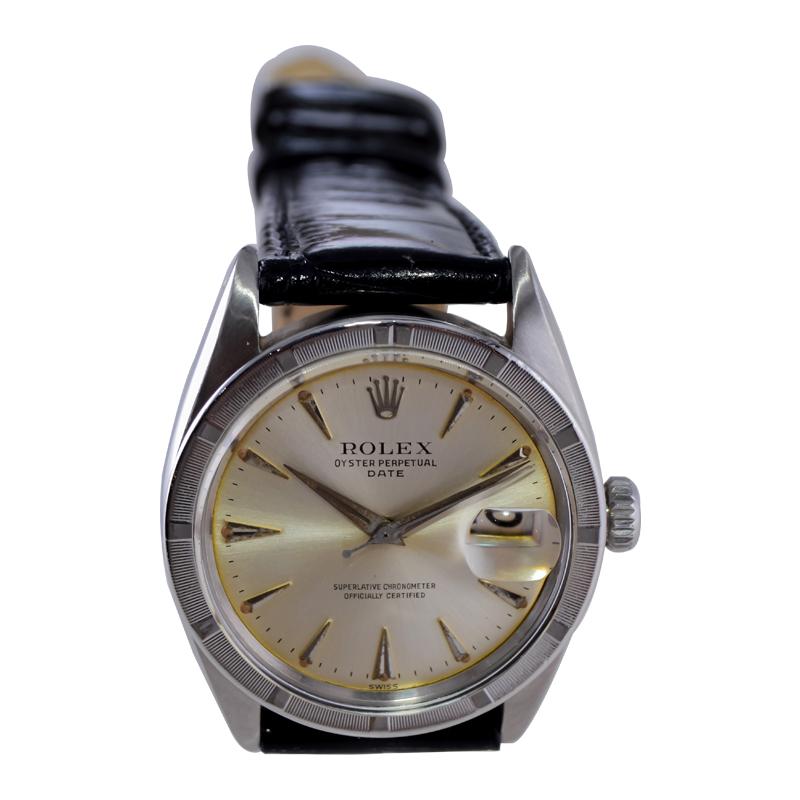 Rolex Steel Oyster Perpetual Date With Factory Original Silver Dial 1960's 3