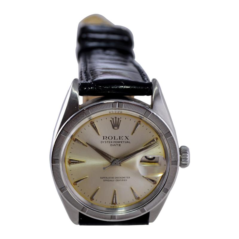 Rolex Steel Oyster Perpetual Date With Factory Original Silver Dial 1960's 4