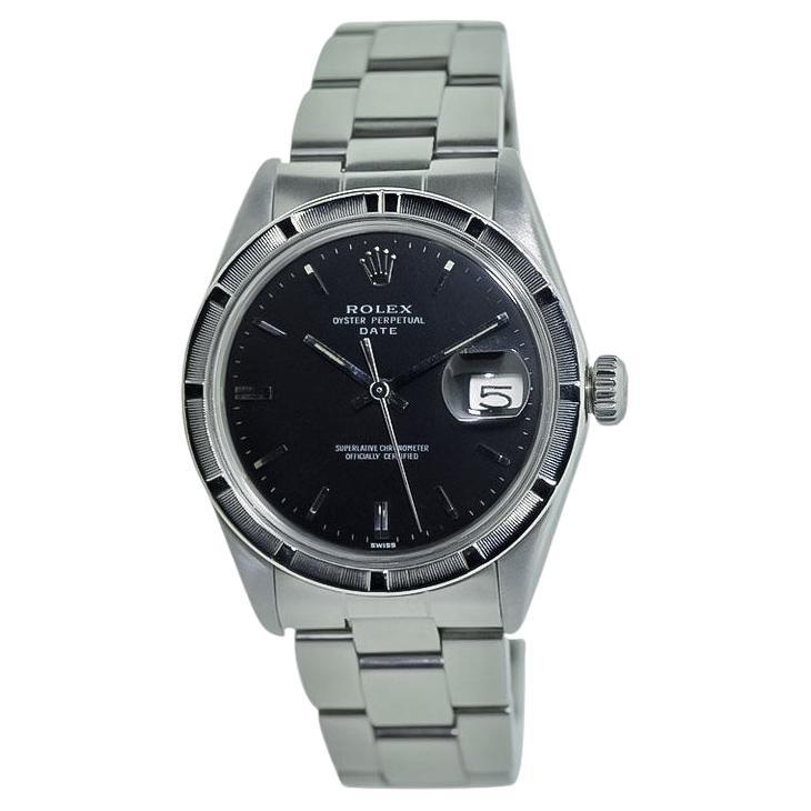 Rolex Steel Oyster Perpetual Date with Original Black Dial, Early 1970's For Sale