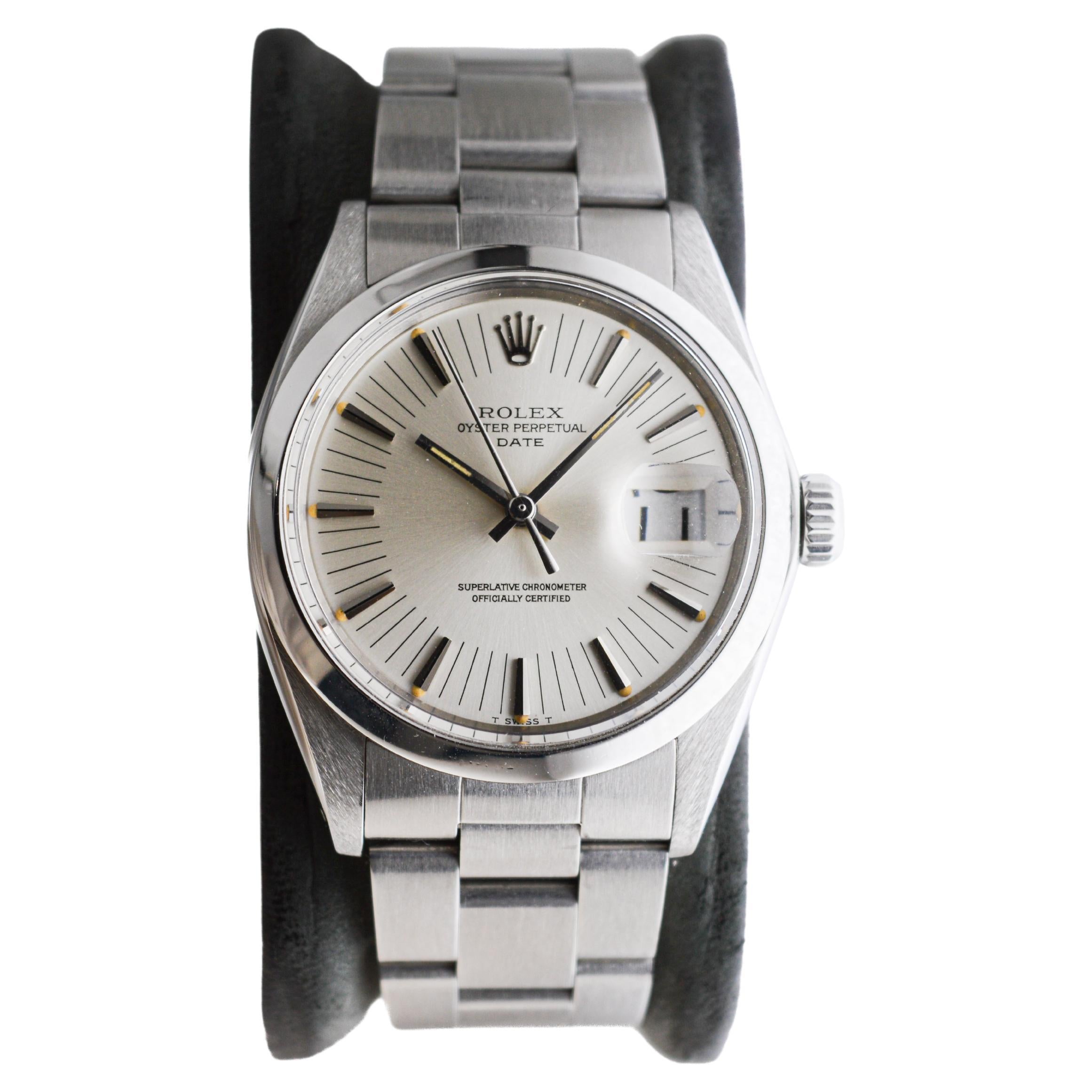 Rolex Steel Oyster Perpetual Date with Original Bracelet From 1973 Rare Dial