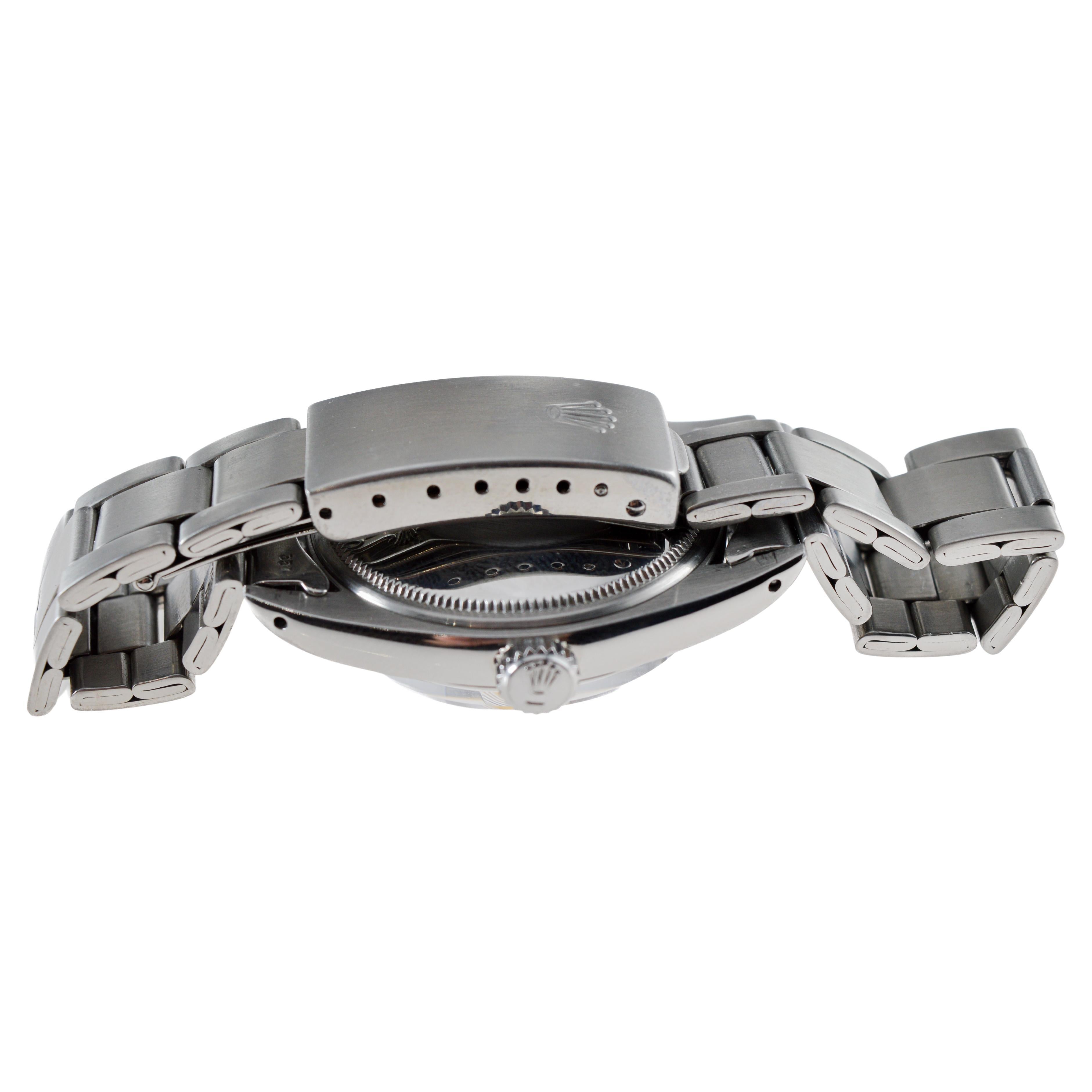 Rolex Steel Oyster Perpetual Date with Original Silvered Patina Dial From 1962 For Sale 6