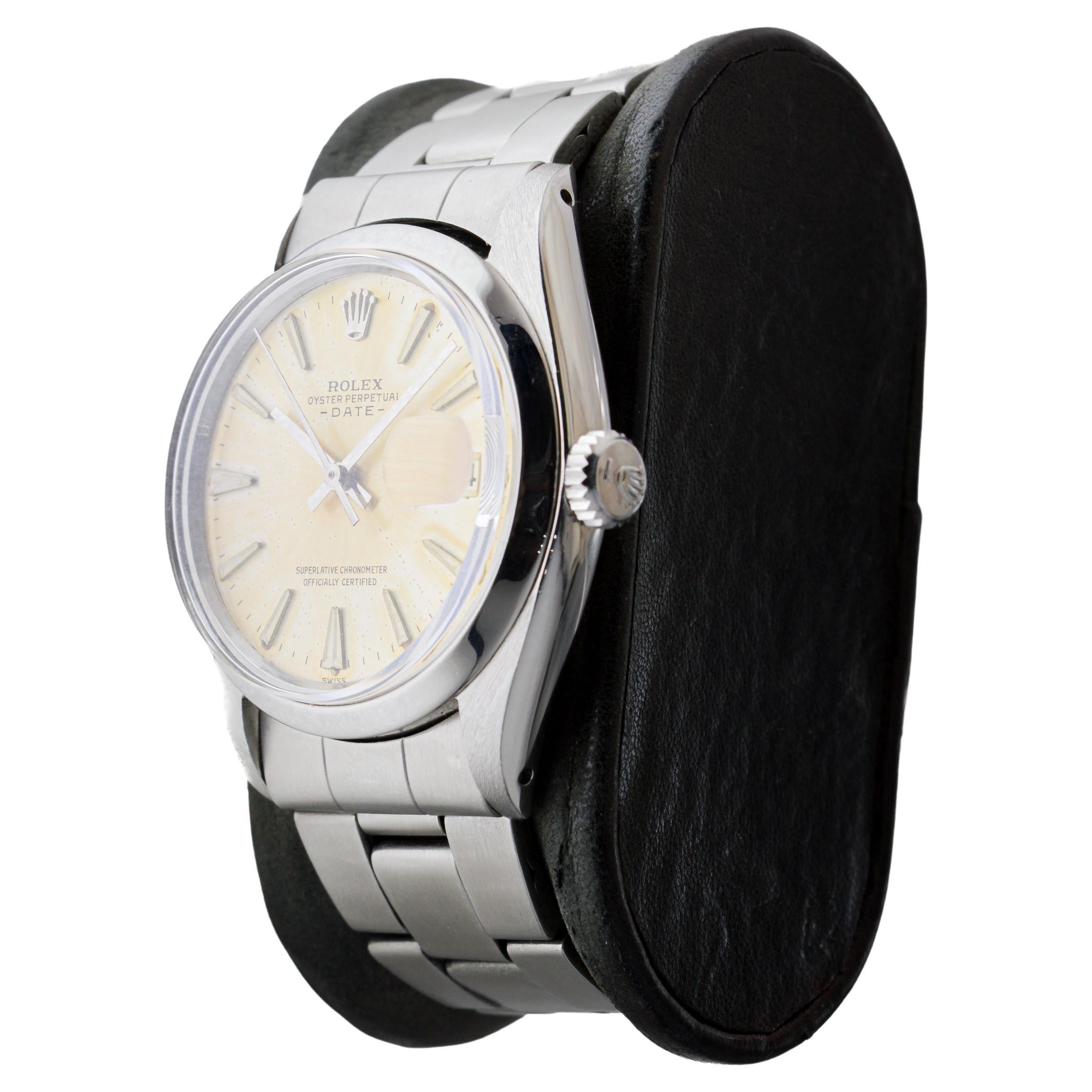 Rolex Steel Oyster Perpetual Date with Original Silvered Patina Dial From 1962 For Sale 1