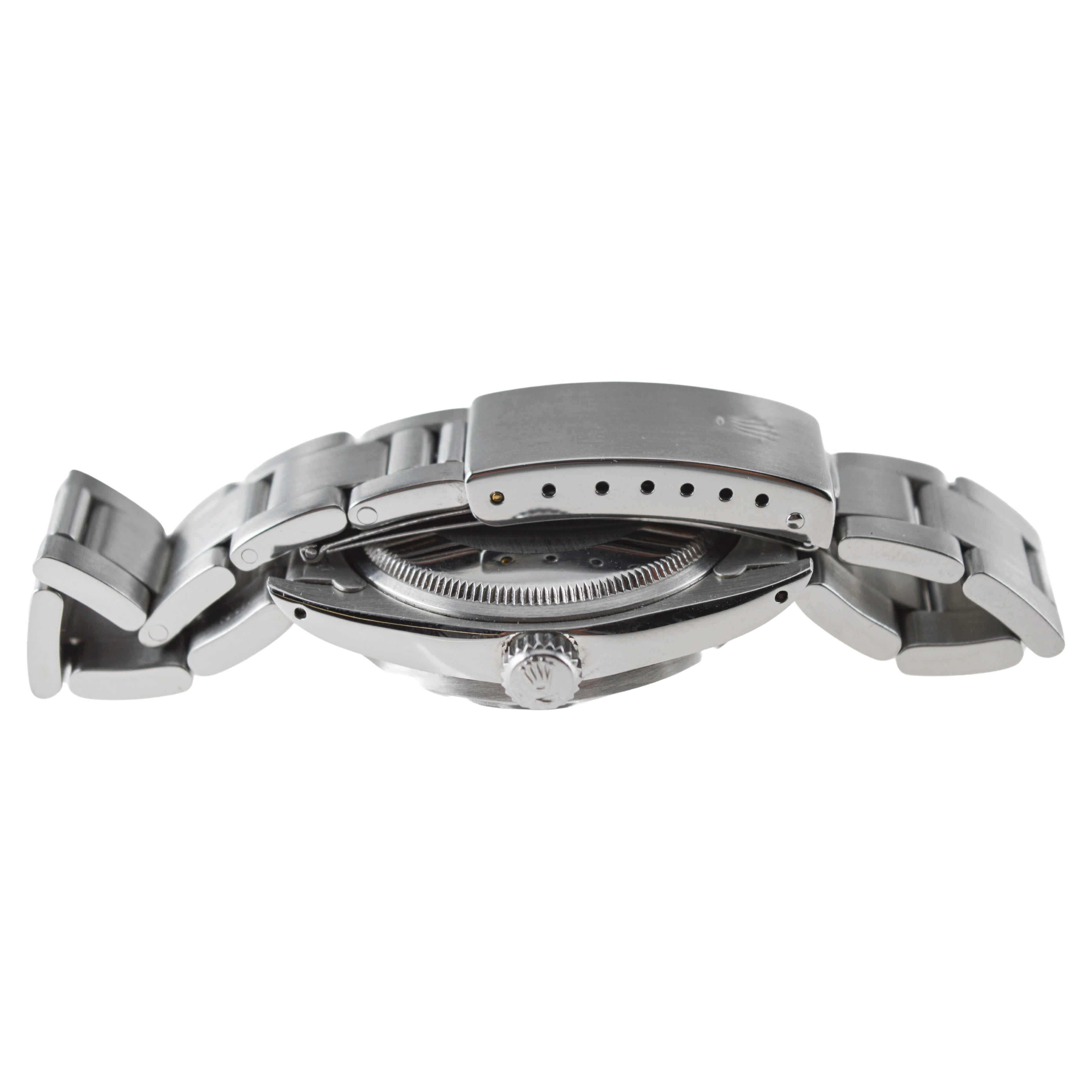 Rolex Steel Oyster Perpetual Date avec cadran noir et lunette tournante en vente 5