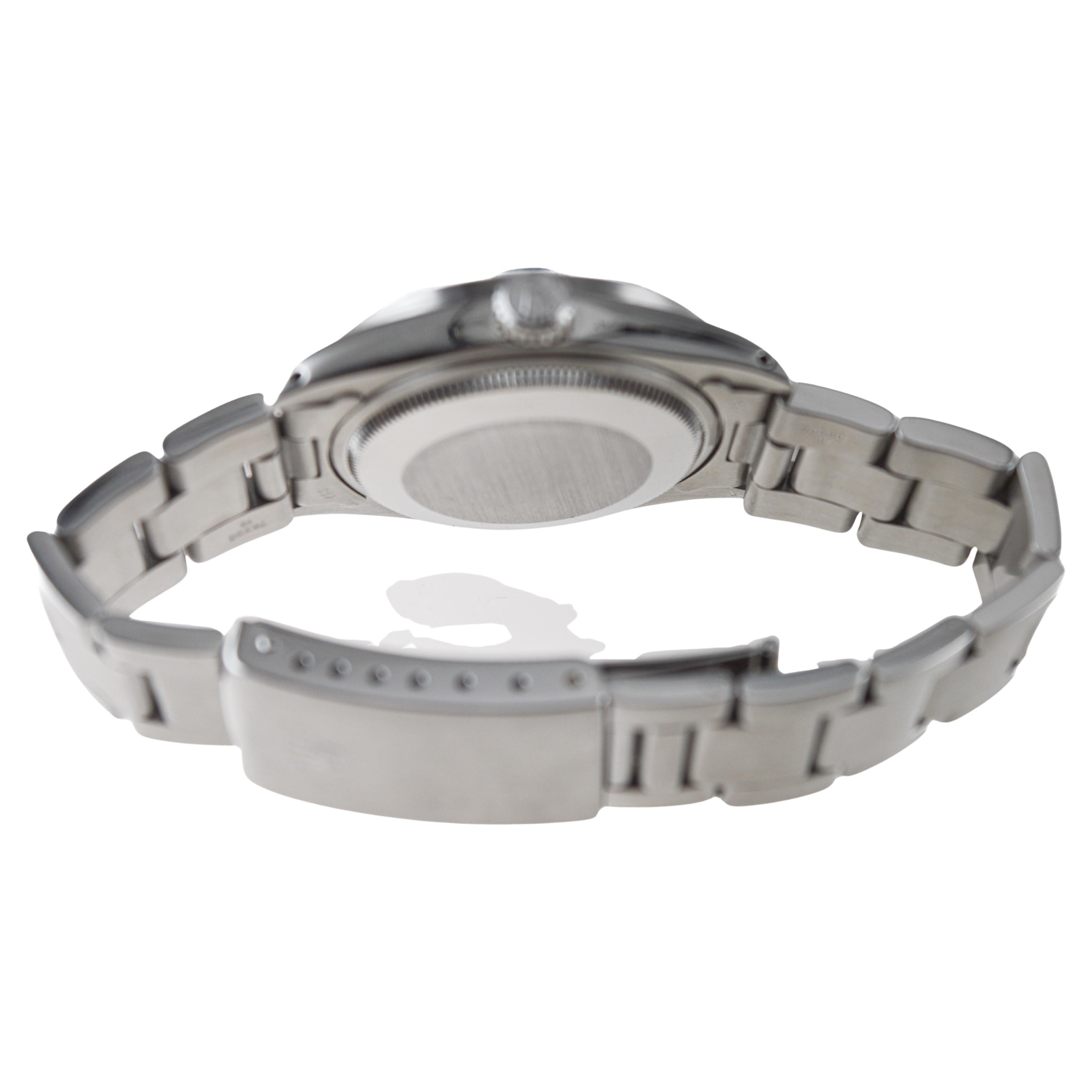 Rolex Steel Oyster Perpetual Date avec cadran noir et lunette tournante en vente 6