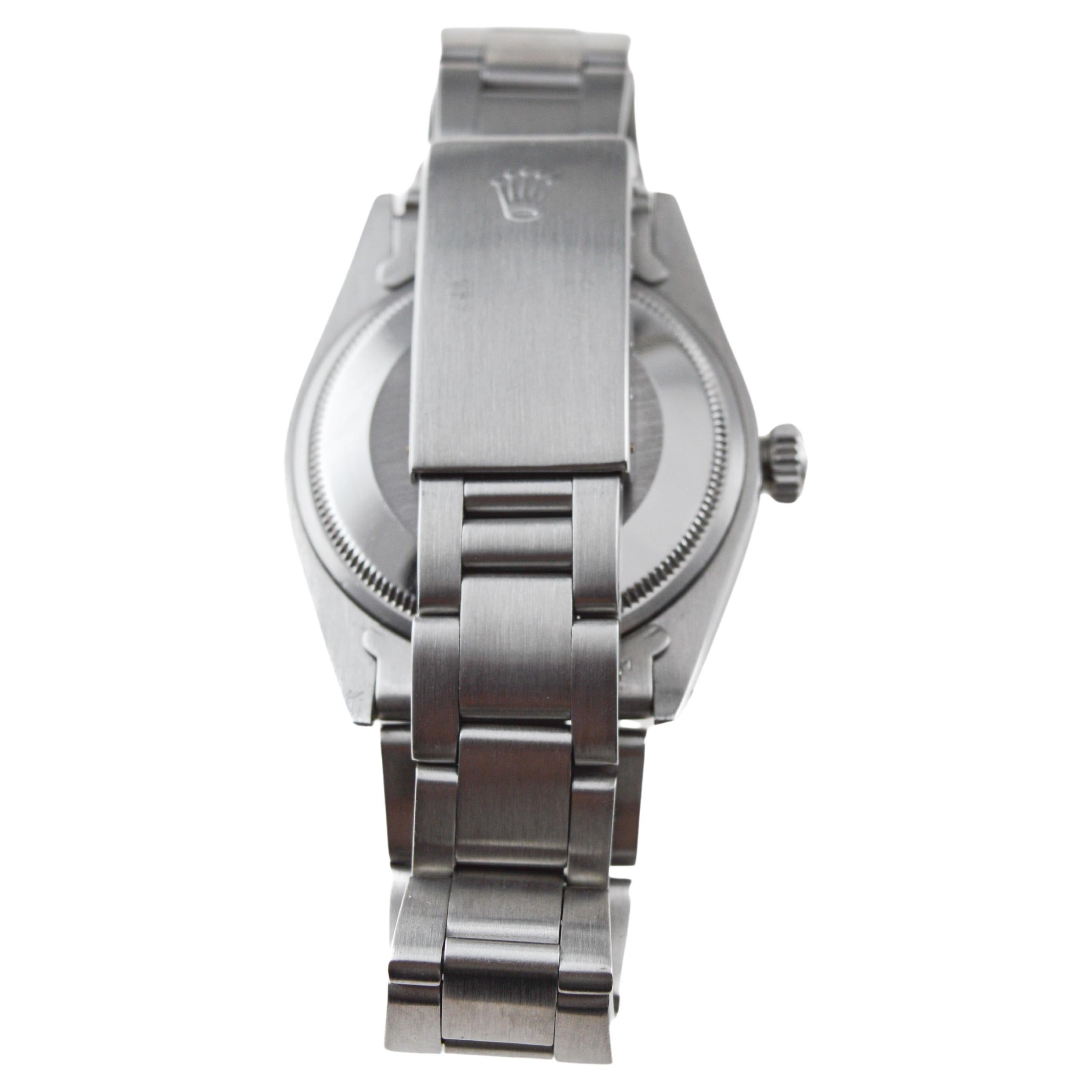 Rolex Steel Oyster Perpetual Date avec cadran noir et lunette tournante en vente 1
