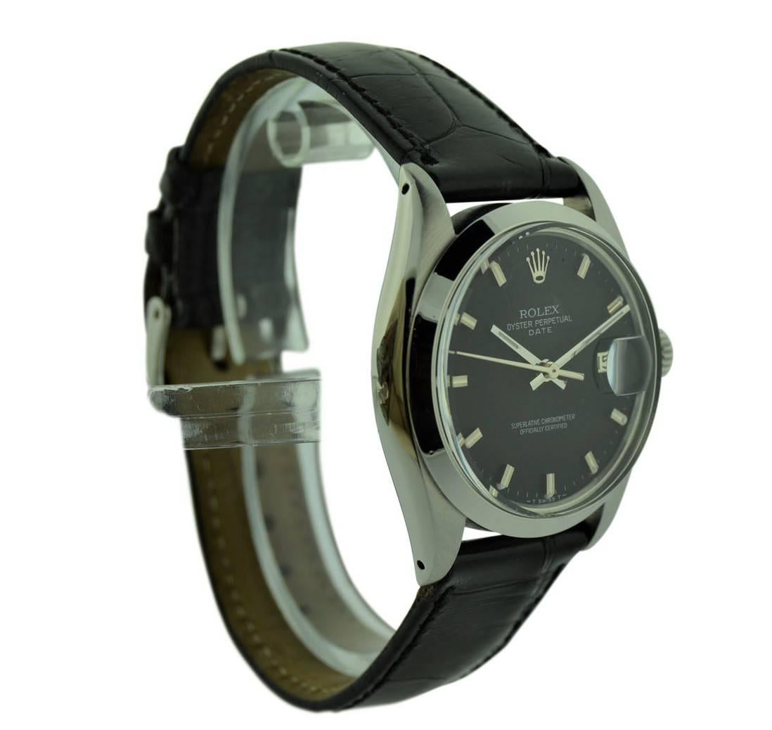 Rolex Steel Oyster Perpetual Date with Rare Black Dial, circa 1970s For ...
